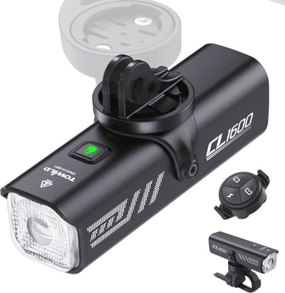 Fietsverlichting met Draadloze Afstandsbediening - 1600 Lumen en 5000 mAh, Oplaadbare LED Koplamp en Achterlicht met 5 Helderheidsniveaus