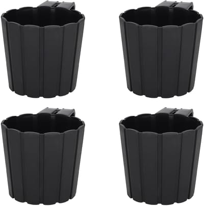 KOTARBAU® Bloembak voor Balkon met Houder - Balkon Plantenbak ⌀ 15 cm 4 Stuks - Balkonbak - Balkonbloembak met Beugel - Kunststof Balkonbak - Plantenbak Buiten - Antraciet