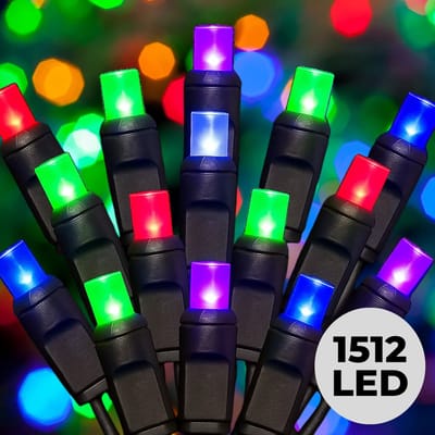 Lomera Clusterverlichting 1512 LED - Kerstverlichting Binnen en Buiten - Multicolor LED Lampjes - 11 Meter Lengte - Energiezuinige Verlichting - IP44 - Zwart Snoer - 8 Functies Controller - Kerstboomverlichting