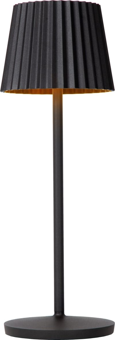 Lucide JUSTINE - Oplaadbare Tafellamp Binnen/Buiten - Accu/Batterij - LED Dimbaar - 1x2W 2700K - IP54 - Met draadloos oplaadstation - Zwart