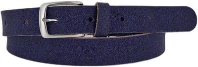 Feestelijke Dames Riem | Smalle Leren Riem | Glitters | Kleur: Blauw/Paars | 2,5cm breed | Riemmaat: 85cm (totale lengte: 100cm) | 100% echt leer | Nikkelvrije gesp