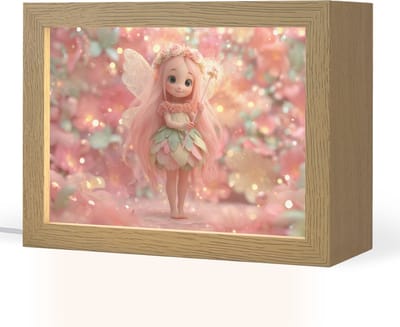 Nachtlampje 20x15 cm - Kinder lampje - Fee - Bloemen - Roze - Tafellamp kinderkamer - Slaapkamer lamp - Bedlamp kinderen - Kinderlampje stopcontact - Wandlamp babykamer - Nachtlampjes
