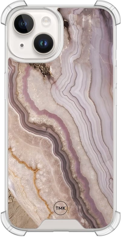 Shockproof hoesje geschikt voor Apple iPhone 14 - Blush marble - Schokbestendig - Verhoogde randen - TPU case - Extra Sterke Back Cover - Marmer - Transparant, Multi