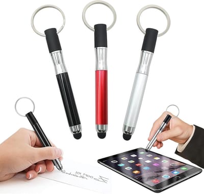 Set van 3 multifunctionele touchscreen-pennen en balpennen voor tablets en smartphones, nauwkeurig schrijven en tekenen met antislip grip