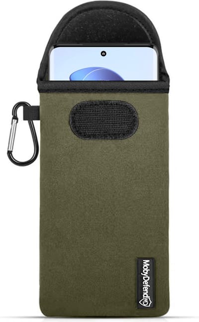 MobyDefend Hoesje - Geschikt voor Motorola Edge 30 Fusion - Neopreen Pouch Met Karabijnhaak - Insteek - Riemlus - Groen