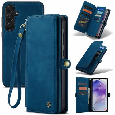 Casemania Hoesje Geschikt voor Samsung Galaxy A56 - Navy Blue - 2 in 1 Portemonnee Book Case met Extra Vakken