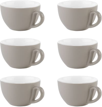 APS 6 Cappuccinokoppen - Kopje - Grijs - Ø 10,5 cm - 300 ml - Vaatwasserbestendig - Breukvast