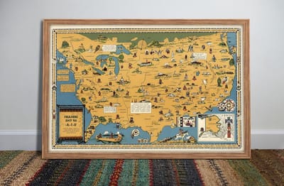 Pictorial Map Muurposter - Kaart Poster - Wanddecoratie Kantoor - Inheemse Stammen Design - 16"x24" - Niet gespecificeerd
