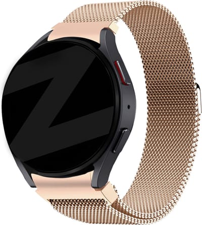 Bandz Milanese loop band geschikt voor Galaxy Watch 7 (40 & 44mm) / Galaxy Watch 6 (Classic) / 5 40mm & 44mm / Watch 5 Pro / 4 & Watch 4 Classic / Watch FE - gevlochten staal - Milanees bandje met magneetsluiting - rosé goud