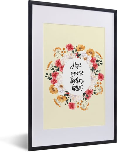 Fotolijst incl. Poster - Beterschap - Quotes - Planten - Hope - 40x60 cm - Posterlijst