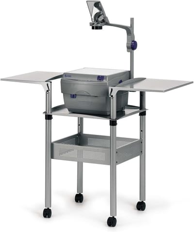 Projector Steekwagen - Mobiel Presentatieplateau - Presentaties Geven - Inklapbare Legborden - Verstelbare Hoogte - Zilver
