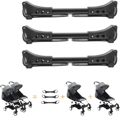 Transformeer 2 enkele kinderwagens naar een dubbele kinderwagen, verstelbaar van 20-26 cm, lichtgewicht en compatibel met de meeste merken