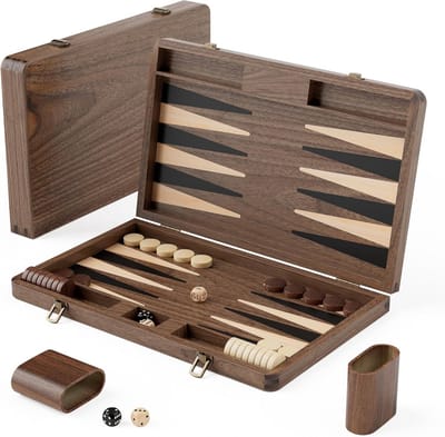 Backgammon Koffer – Luxe Backgammon Set – Lederen Bordspel – Reisspel Set - Draagbaar – Klassiekspel