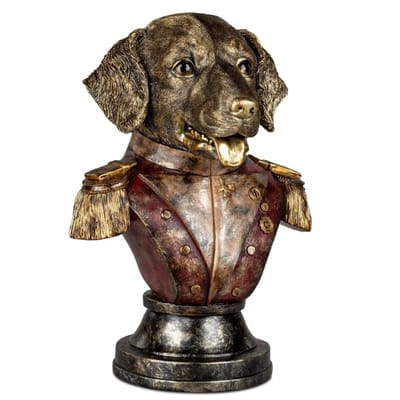 Hond - Antiek Goud - op voetstuk - Polyserin - 35x25x20cm - Decoratie - Baroque