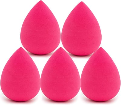 Intirilife Set van 5 Make Up Spons Ei Make-up Spons in Roze - Zachte Beauty Blender voor Foundation en Concealer Cosmetica Make-up Spons voor Crème en Liquid Foundation Powder