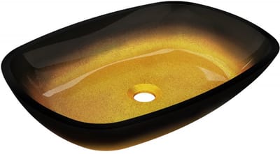 Mexen Araks glazen opzetwastafel 54 x 39 cm, donker goud - 24155451