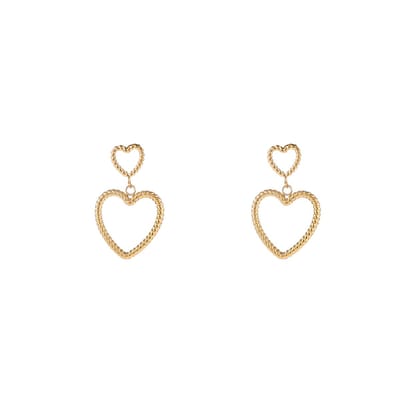 Go Dutch Label Oorknoppen Double Open Hearts Goud