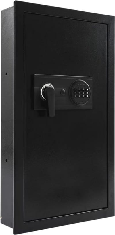 LUMÉ STORE Kluis - Elektrisch - Digitale Kluis - Staal - Wachtwoord & Sleutel - Inbraakbeveiliging - Alarm - 37x10x65cm - Zwart