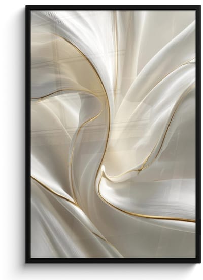 Poster in lijst - Fotolijst 80x120 cm - Posters - Stof - Plooien - Goud - Posterlijst zwart - Decoratie - Wanddecoratie woonkamer - Muurdecoratie slaapkamer