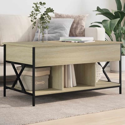 vidaXL - Salontafel - 100x55x50 - cm - bewerkt - hout - en - metaal - sonoma - eiken