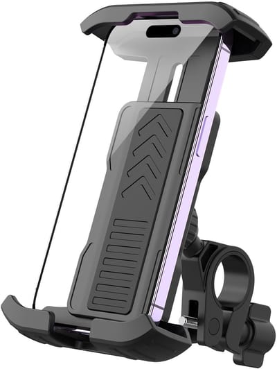 GENVIQ Universele Fiets Telefoonhouder – 360° Draaibare Anti-Trilling Smartphone & GSM Houder voor Fiets, Scooter & Motor – Geschikt voor iPhone & Android – Zwart