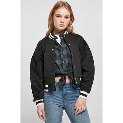 Urban Classics Ladies Oversized College Sweat Jacket Black Taglia: S | Bomber Outlet | Donna | Nero