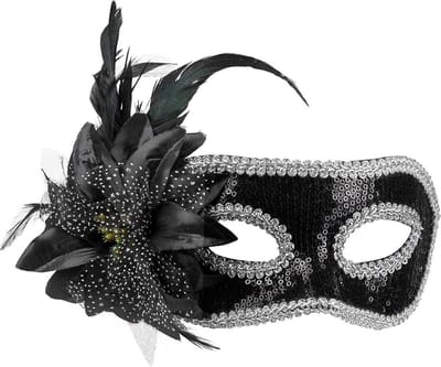 Boland - Masker Venice fiore Zwart - Volwassenen - Showgirl - Glamour - Carnaval accessoire - Venetiaans masker