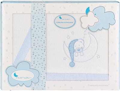Interbaby Beddengoed Wieg Beertje Fleece Wit/blauw 3-delig