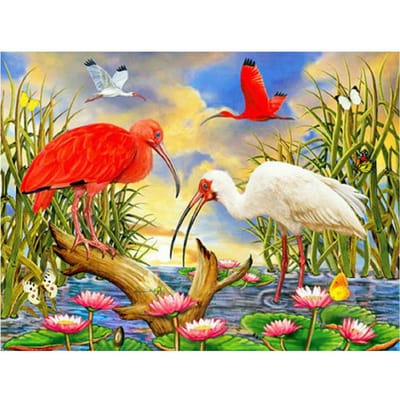Peinture diamant 5D à faire soi-même, Kits de points de croix, broderie complète de diamant rond avec grue 20X30CM gray