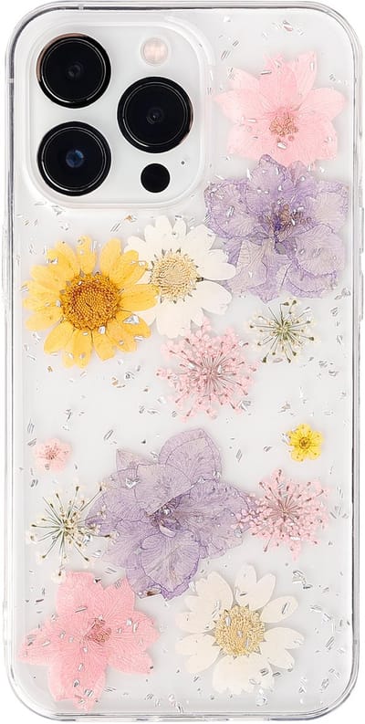 Casies droogbloemen hoesje geschikt voor Apple iPhone 17 - gedroogde bloemen telefoonhoesje - Dried Flower Soft Case TPU - Transparant