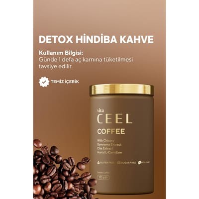 Vita Ceel Coffee Detox Koffie met Hindiba (Cichorei) Oploskoffie - Gymneya - Chia-extract - L-Carnitine voor 30 dagen 120 gr