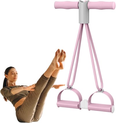 Voetpedaal Trainer - Elastisch Touw - Full Body Workout - Antislip Ontwerp - 46 cm Lengte - Roze