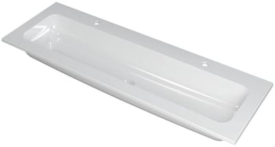 INK Faktor Wastafel Polystone Centraal met 2 Kraangaten - 1400x450x15 mm - Glans Wit