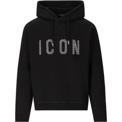 Dsquared2 zwarte hoodie met logo met studs