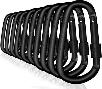 XYZ Goods - Karabijnhaak met schroefsluiting - Karabijnhaak sleutelhanger - Aluminium legering - Zwart - 10 Stuks