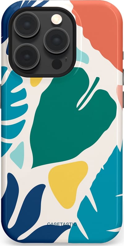 Casetastic Hoesje Geschikt voor Apple iPhone 15 Pro Magsafe - Stijlvolle Beschermende Duo-layer Case - Moderne Kunstbladeren