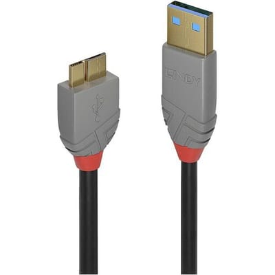 LINDY 36768 USB-kabel USB 3.2 Gen1 USB-A stekker, USB-micro-B 3.0 stekker 3.00 m Zwart Afgeschermd (drievoudig)