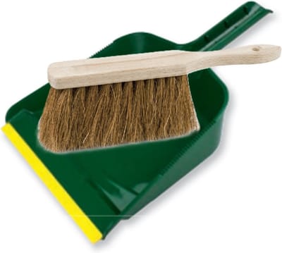 Buemag Stoffer en blik set voor buiten - groen/naturel - kunststof - hout met kokosharen