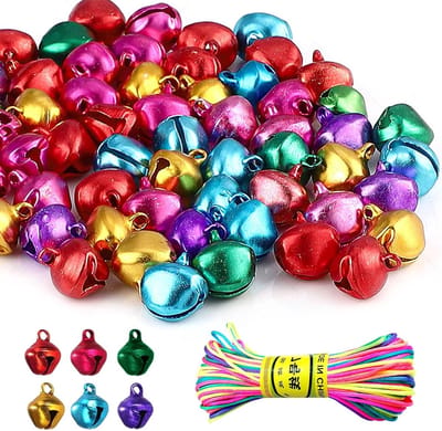 Kleurrijke metalen belletjes voor knutselen, 100 stuks, 14 mm, ideaal voor kerstdecoraties en sieraden maken