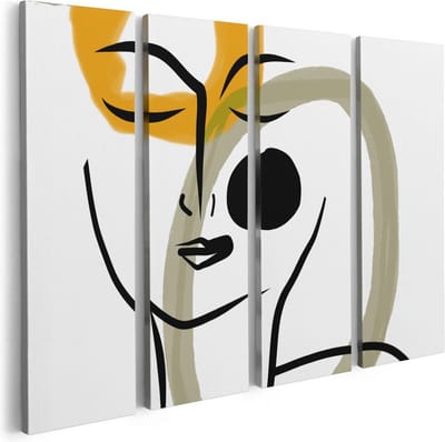 Artaza Canvas Schilderij Vierluik Abstracte Kunst van een Gezicht - 80x60 - Foto Op Canvas - Canvas Print