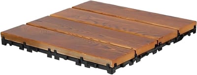 In Elkaar Grijpende Terrastegels - Houten Vloertegels - Buitenruimte Vernieuwen - Natuurlijk Hout PE Basis - 30x30cm - Bruin
