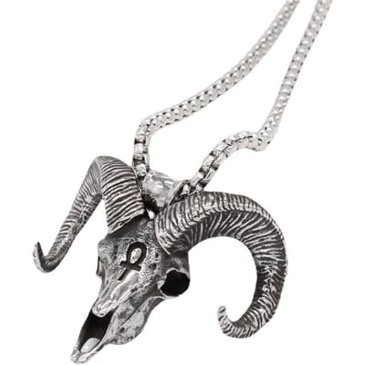 Retro Mode Gotische Bokkenkop Hanger Punk Roestvrij Staal Egyptisch Kruis Ketting Persoonlijkheid Amulet Sieraden Cadeau Groothandel gray