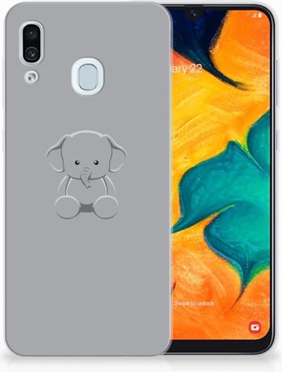 Samsung Galaxy A30 Telefoonhoesje met Naam Grijs Baby Olifant