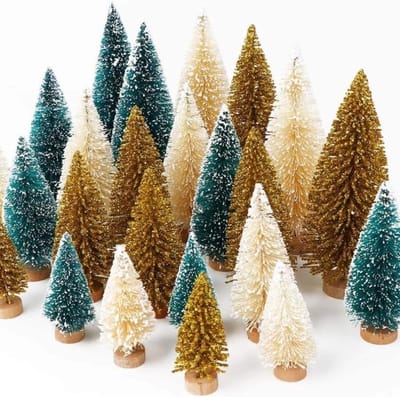 FLOOQ Mini Kerstboom 24 stuks - Miniatuur Kerstboompjes - Kerstversiering - Kerstdecoratie Voor Binnen - Kleine Kerstbomen - Kerst Cadeau