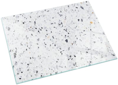 Tulup Kachel Vloerplaat - Steenpatroon met deeltjes Plaat Voor Onder Houtkachel - 60 cm x 40 cm - Wit Vloerplaat Openhaard - Rechthoek Kachel Vloerplaat - Vloerplaat Voor Houtkachel - Onderplaat Kachel - Vloerplaat Voor Kachel