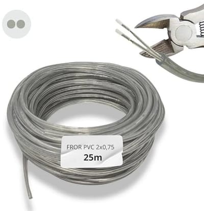 25 meter Elektrische Kabel 2x0.75 - Transparant Gepolariseerd - Dubbele PVC Isolatie - Installatiekabel - Ronde Slangkabel