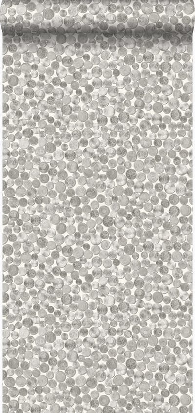 Origin Wallcoverings behang metallic munten ivoor wit en grijs - 53 cm x 10.05 m - 347459