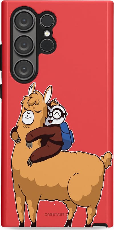 Casetastic hoesje geschikt voor Samsung Galaxy S23 Ultra - Dubbellaagse bescherming - Lui en lekker - Fashion Case - Koraal Goud