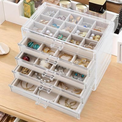 Juwelendoos met Lades - Sieraden Organizer - Sieraden Opbergen - Transparant Acryl Ontwerp - 24 x 13.5 x 17 cm