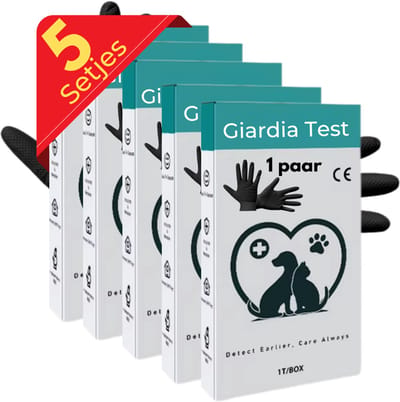 Maxenza Giardia test hond - Giardia Test Kit - Giardia Rapid Test - Giardia Snap Test - Giardia Ag Rapid Test - Giardia Test voor Honden en Katten - 5 Stuks - inclusief 5 paar handschoenen